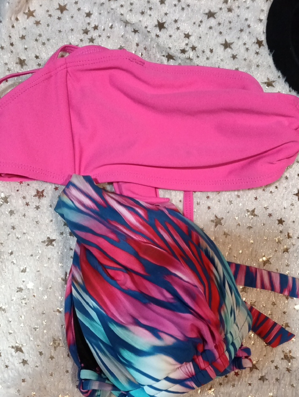 Women’s Pink Multicolor Push-Up Bikini Top
